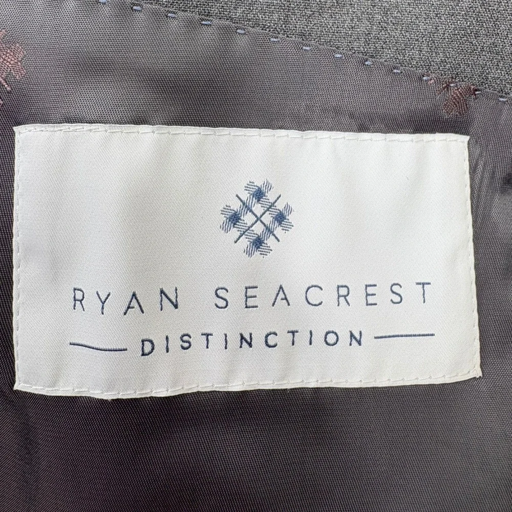 Ryan Seacrest Distinction Suit Mens 44R 34x30 Gray 2-Piece Blazer Pants Corpcore